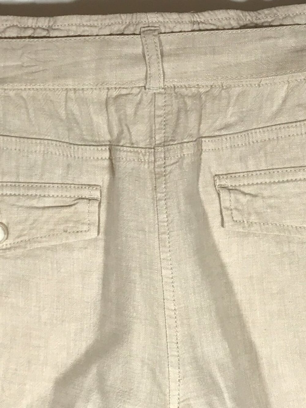 LOFT Women's Large Beige Linen Blend Belted Casual Paperbag Shorts - Picture 5 of 10